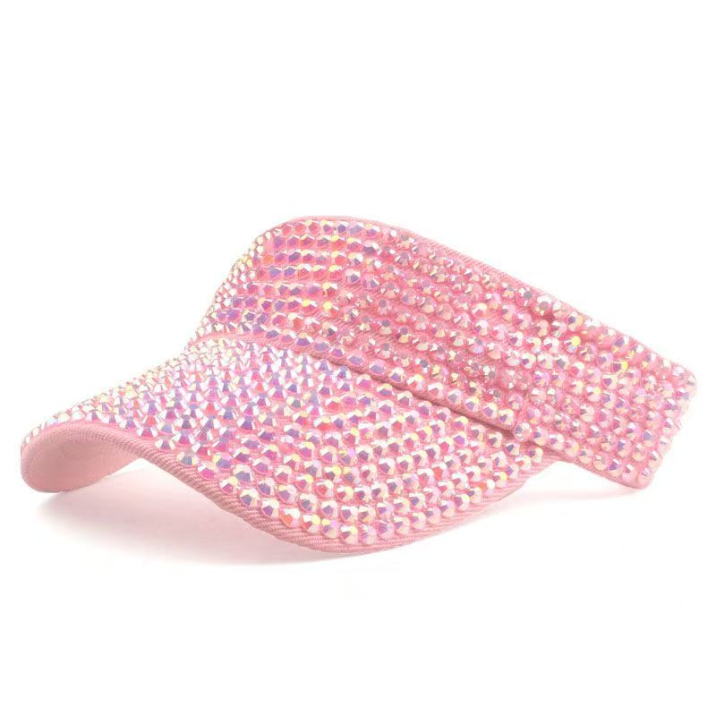 Rhinestones Sport Sun Visor Adjustable Summer Cap Visor Caps for Women Pink(101)